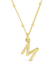 Load image into Gallery viewer, Sterling Silver Initial Necklace with Beaded Chain
