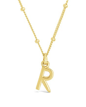 Load image into Gallery viewer, Sterling Silver Initial Necklace with Beaded Chain

