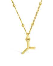 Load image into Gallery viewer, Sterling Silver Initial Necklace with Beaded Chain
