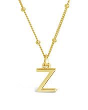 Load image into Gallery viewer, Sterling Silver Initial Necklace with Beaded Chain
