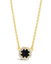 Load image into Gallery viewer, CZ Bezel Rose Petal Pendant Necklace
