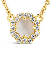 Load image into Gallery viewer, CZ Bezel Rose Petal Pendant Necklace
