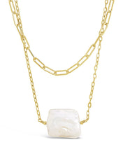 Load image into Gallery viewer, Chain Link and Pearl Layered Necklace
