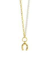 Load image into Gallery viewer, Elva Pearl CZ Horseshoe Necklace
