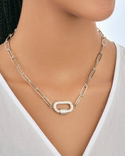 Load image into Gallery viewer, Pave CZ Carabiner Linked Lock Necklace
