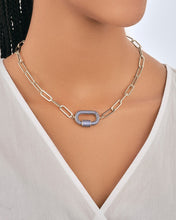 Load image into Gallery viewer, Pave CZ Carabiner Linked Lock Necklace
