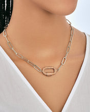 Load image into Gallery viewer, Pave CZ Carabiner Linked Lock Necklace
