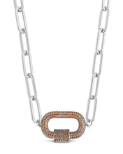 Load image into Gallery viewer, Pave CZ Carabiner Linked Lock Necklace
