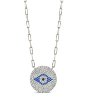 Load image into Gallery viewer, CZ Evil Eye Disk Pendant Necklace
