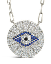 Load image into Gallery viewer, CZ Evil Eye Disk Pendant Necklace
