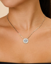 Load image into Gallery viewer, CZ Evil Eye Disk Pendant Necklace

