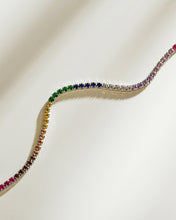 Load image into Gallery viewer, Maria Chain &amp; Rainbow CZ Tennis Necklace
