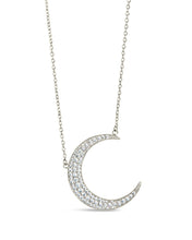 Load image into Gallery viewer, Stationed CZ Crescent Pendant Necklace
