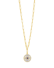 Load image into Gallery viewer, CZ &amp; Mother of Pearl Evil Eye Pendant Necklace
