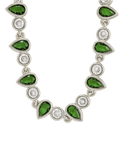 Load image into Gallery viewer, Emerald Pear &amp; Round Cut Bezel CZ Tennis Necklace

