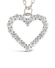 Load image into Gallery viewer, Sterling Silver Cubic Zirconia Outline Heart Pendant Necklace
