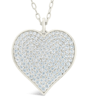 Load image into Gallery viewer, Sterling Silver CZ Statement Heart Pendant
