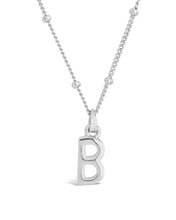 Load image into Gallery viewer, Sterling Silver Initial Necklace with Beaded Chain
