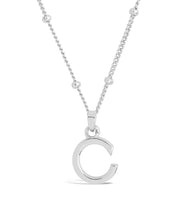 Load image into Gallery viewer, Sterling Silver Initial Necklace with Beaded Chain
