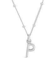Load image into Gallery viewer, Sterling Silver Initial Necklace with Beaded Chain
