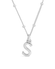Load image into Gallery viewer, Sterling Silver Initial Necklace with Beaded Chain
