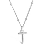 Load image into Gallery viewer, Sterling Silver Initial Necklace with Beaded Chain
