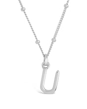 Load image into Gallery viewer, Sterling Silver Initial Necklace with Beaded Chain
