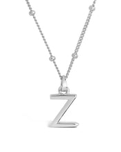 Load image into Gallery viewer, Sterling Silver Initial Necklace with Beaded Chain
