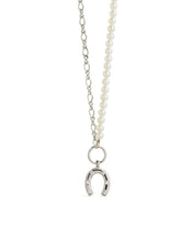 Load image into Gallery viewer, Elva Pearl CZ Horseshoe Necklace

