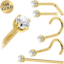 Load image into Gallery viewer, Solid 14K Yellow Gold 2mm Genuine Diamond Nose Ring
