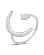 Load image into Gallery viewer, Sterling Silver Crescent Moon Open Ring
