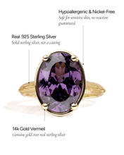Load image into Gallery viewer, Sterling Silver Oval Cut Amethyst CZ Cocktail Ring
