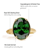 Load image into Gallery viewer, Sterling Silver Oval Cut Emerald CZ Cocktail Ring
