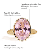 Load image into Gallery viewer, Sterling Silver Oval Cut Pink Sapphire CZ Cocktail Ring
