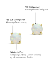 Load image into Gallery viewer, Sterling Silver 6mm Opal Earring Studs - In SIlver or 14K Gold Plated

