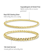 Load image into Gallery viewer, Sterling Silver Beaded Stretch Bracelet Sets
