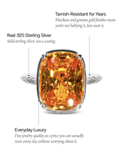 Load image into Gallery viewer, Sterling Silver Elongated Cushion Canary CZ Cocktail Ring
