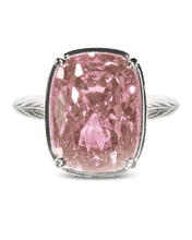 Load image into Gallery viewer, Sterling Silver Elongated Cushion Pink Sapphire CZ Cocktail Ring
