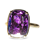 Load image into Gallery viewer, Sterling Silver Elongated Cushion Amethyst CZ Cocktail Ring

