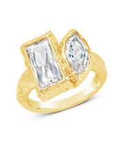 Load image into Gallery viewer, Sterling Silver Tate CZ &amp; Molten Metal Toi et Moi Ring
