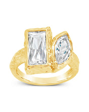 Load image into Gallery viewer, Sterling Silver Tate CZ &amp; Molten Metal Toi et Moi Ring
