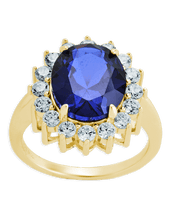 Load image into Gallery viewer, Sterling Silver Sapphire Halo Ring
