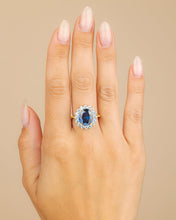 Load image into Gallery viewer, Sterling Silver Sapphire Halo Ring
