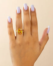 Load image into Gallery viewer, Sterling Silver Elongated Cushion Canary CZ Cocktail Ring
