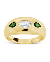 Load image into Gallery viewer, Sterling Silver Triple-Stone Tapered Dome Ring
