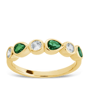 Load image into Gallery viewer, Sterling Silver Pear and Round Bezel-Set Ring
