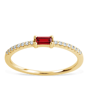 Load image into Gallery viewer, Sterling Silver Thin Garnet CZ Stacking Birthstone Ring
