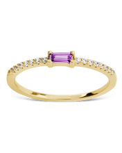 Load image into Gallery viewer, Sterling Silver Thin Amethyst CZ Stacking Birthstone Ring

