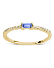 Load image into Gallery viewer, Sterling Silver Thin Aquamarine CZ Stacking Birthstone Ring
