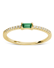Load image into Gallery viewer, Sterling Silver Thin Emerald CZ Stacking Birthstone Ring
